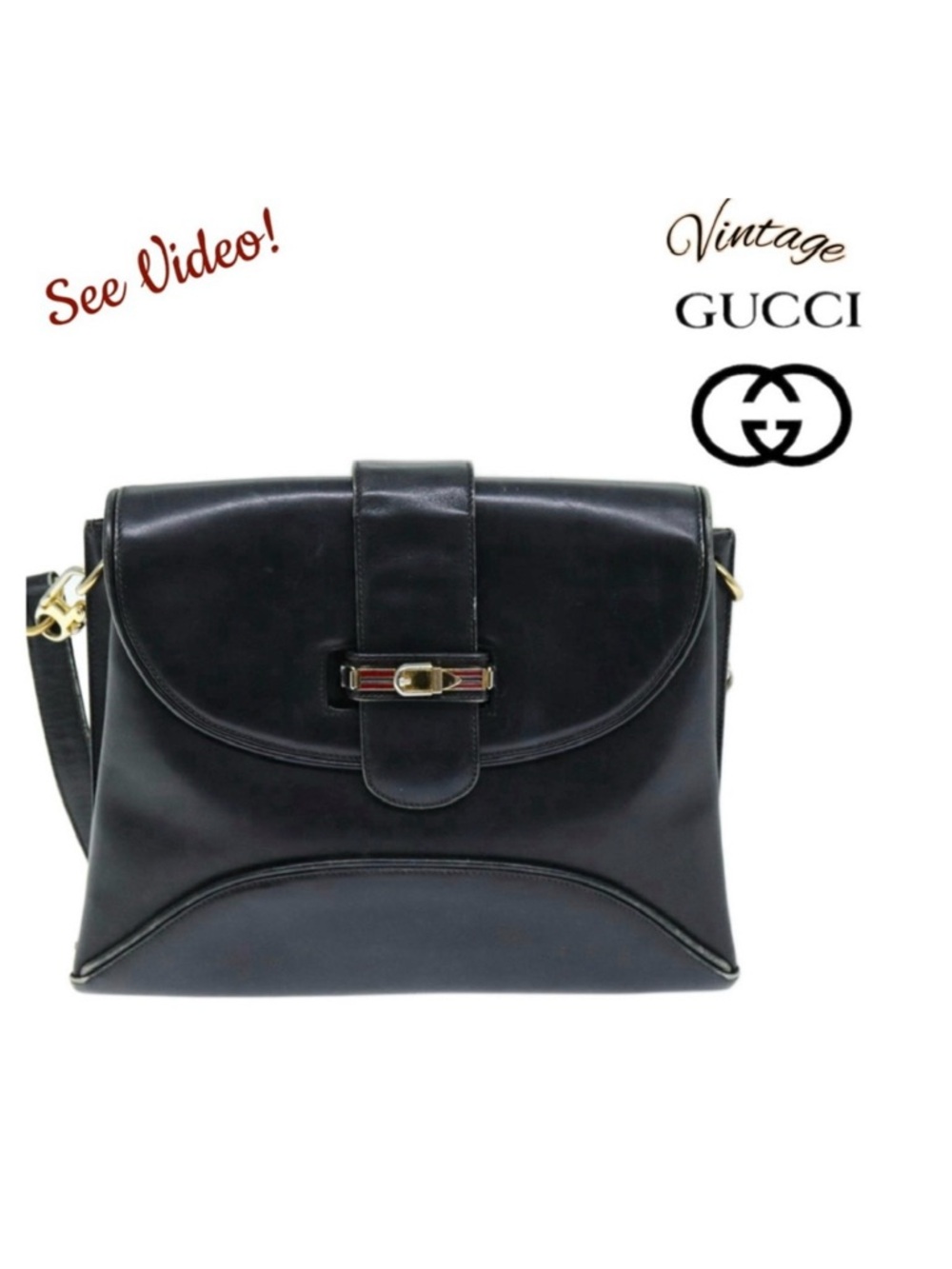 ⚜️Gucci Elegant Vintage Shoulder Bag in Butter-Soft Smooth Leather AUTHENTICATED